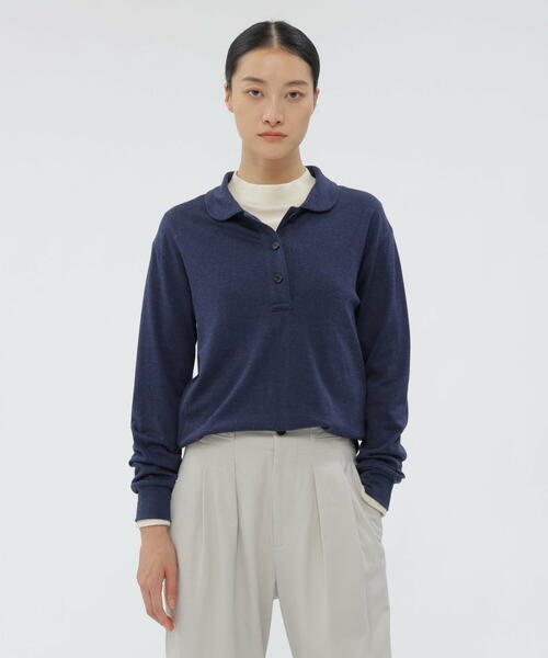 마가렛호웰 여성 폴로 긴팔 티 FINE WOOL SILK JERSEY TOP 25AW