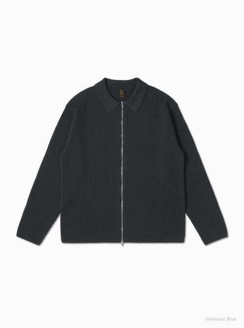 바토너 니트 가디건 SOLID WOOL RIB POLO ZIP UP CARDIGAN 25AW BN-25FM-044