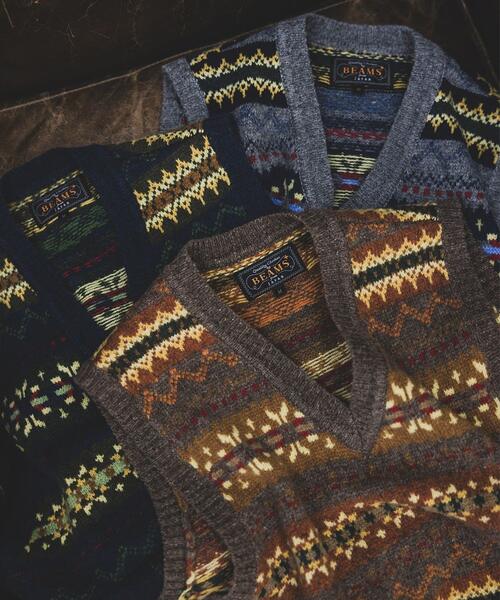 빔즈 플러스 니트 조끼 페어 아일 패턴 25AW 38-05-0055-103