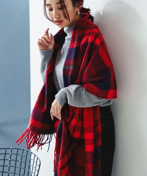 B MING by BEAMS 빔즈 울 블렌드 체크 스톨 머플러 93-45-0310-023 25AW