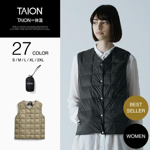 타이온 V넥 버튼 이너 다운 베스트 여성 경량 패딩 조끼 TAION-W001