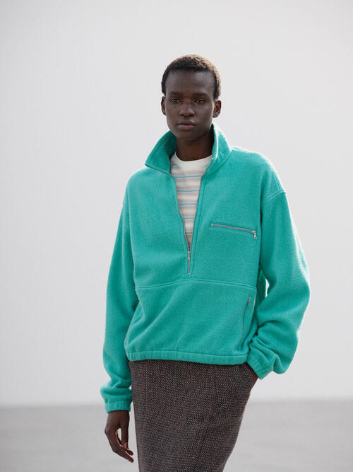 오라리 여성 PURE SILK COMFORT FLEECE HALF ZIP P/O 25AW