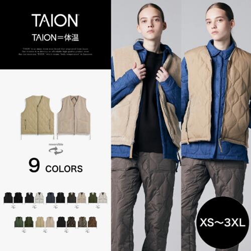 타이온 밀리터리 리버시블 브이넥 패딩 보아 플리스 조끼 TAION-R001BML-1