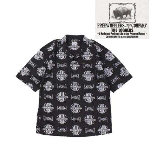프리휠러스 FREEWHEELERS 오픈 칼라 반팔 셔츠 블랙 2223012 로고 프린트